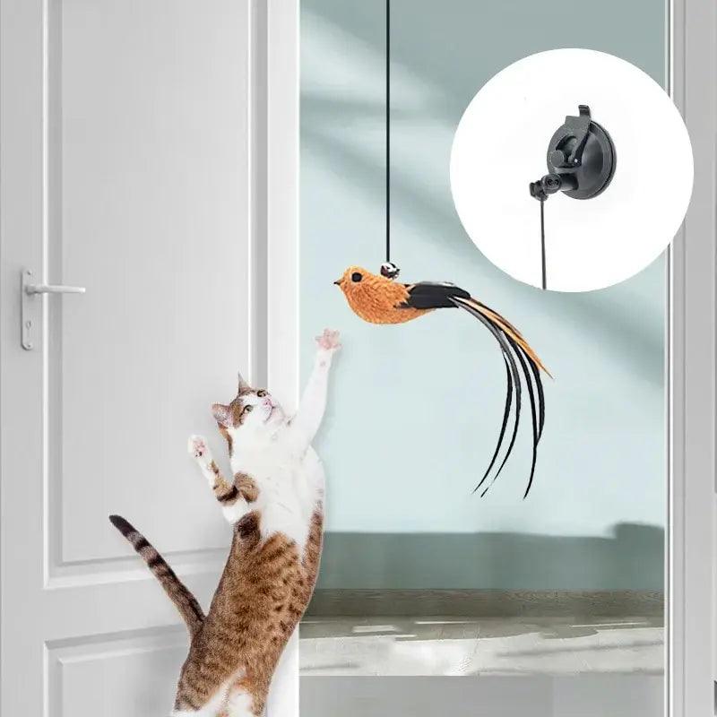 Upgraded Epoxy Sucker Steel Wire Long Rod Feather Cat Teasing Stick Cat Self Hi No Harmful Ingredients - New House Pets