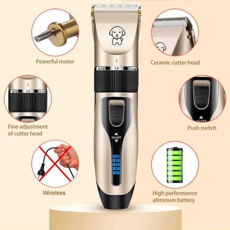 Dog Clipper Dog Hair Clippers Grooming (Pet/Cat/Dog/Rabbit) Haircut Trimmer Shaver Set Pets Cordless Rechargeable Professional - New House Pets