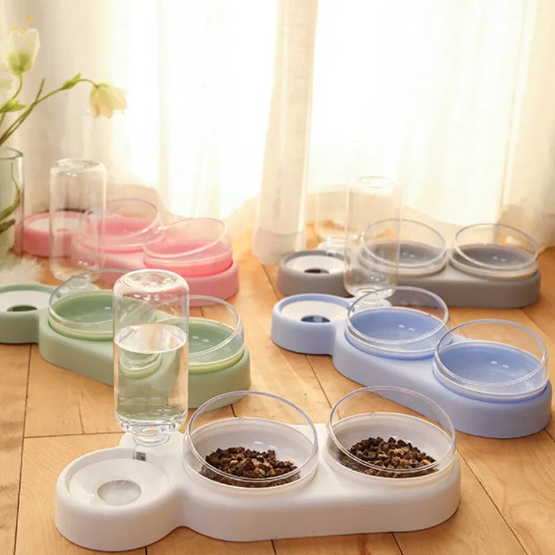 1pc Automatic Food & Water Dispenser Multi-functional Pet Double Bowl Feeder For Three-in-one Cat And Dog Feeding Supply - New House Pets