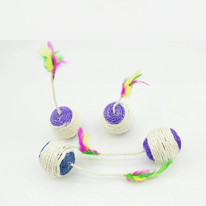 Cat Toy Pet Cat Sisal Scratching Ball Training Interactive Toy for Kitten Pet Cat Supplies Funny Play Feather Toy cat accessorie - New House Pets