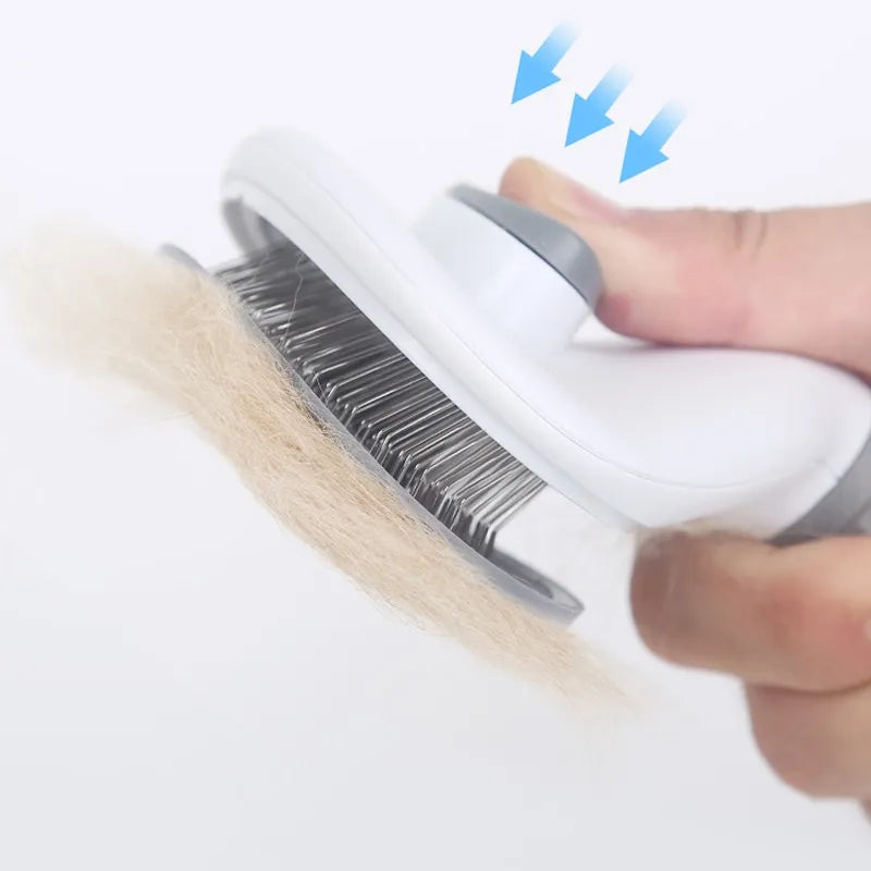 Pet Hair Removal Brush Dog Hair Comb Stainless Steel Automatic Hair Fading Cat Comb Pet Cleaning Grooming Supplies - New House Pets