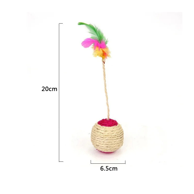 Cat Toy Pet Cat Sisal Scratching Ball Training Interactive Toy for Kitten Pet Cat Supplies Funny Play Feather Toy cat accessorie - New House Pets