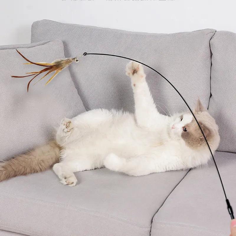 Interactive Cat Toy Handfree Cat Stick Playing Kitten Playing Teaser Wand Toy Suction Cup Bird/Feather Cat Wand Pet Supplies - New House Pets