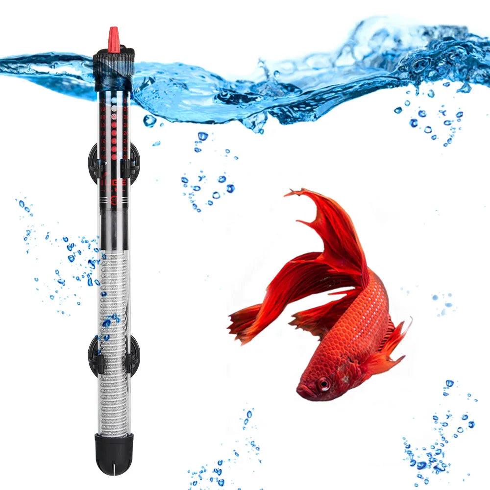 110v-220v Adjustable Temperature Thermostat Heater Rod 25W/ 50W/ 100W/ 200W/ 300W Submersible Aquarium Fish Tank Water Heat - New House Pets