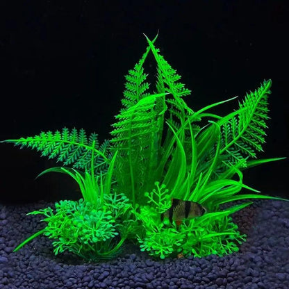Fish Tank Ornament Plant Aquarium Artificial Decor Plants Simulation Water Grass Fish Bowl Plastic Weeds Decoration 5.5 inch - New House Pets