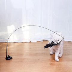 Interactive Cat Toy Handfree Cat Stick Playing Kitten Playing Teaser Wand Toy Suction Cup Bird/Feather Cat Wand Pet Supplies - New House Pets