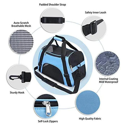 Cat Carrier Soft-Sided Pet Travel Carrier for Cats, Dogs Puppy Comfort Portable Folding Pet Carrier - New House Pets