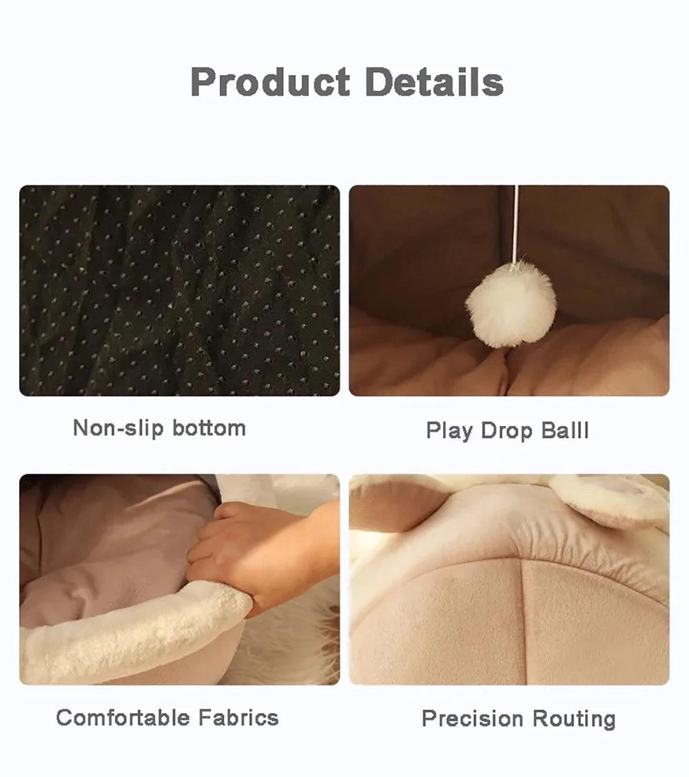 Pet Tent Cave Bed for Cats Small Dogs Self-Warming Cat Tent Bed Cat Hut Comfortable Pet Sleeping Bed Foldable Removable Washable - New House Pets