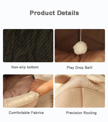 Pet Tent Cave Bed for Cats Small Dogs Self-Warming Cat Tent Bed Cat Hut Comfortable Pet Sleeping Bed Foldable Removable Washable - New House Pets