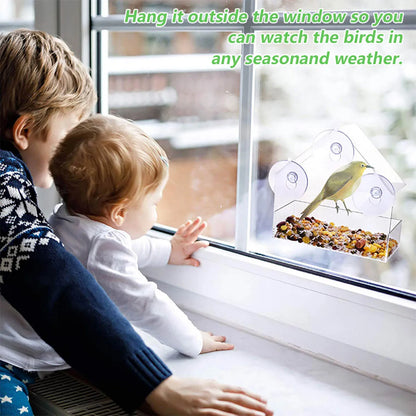 Window Wild Bird Feeder House Transparent Wild Table Removable Suction Cups Sliding Feed Tray for Garden Patio Yard - New House Pets