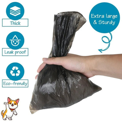 Pets Poo Bags Rolls Strong Thick Leakproof Disposable Waste Bin Bags Perfect For Dogs Cats Puppies Walking Road Black Color - New House Pets