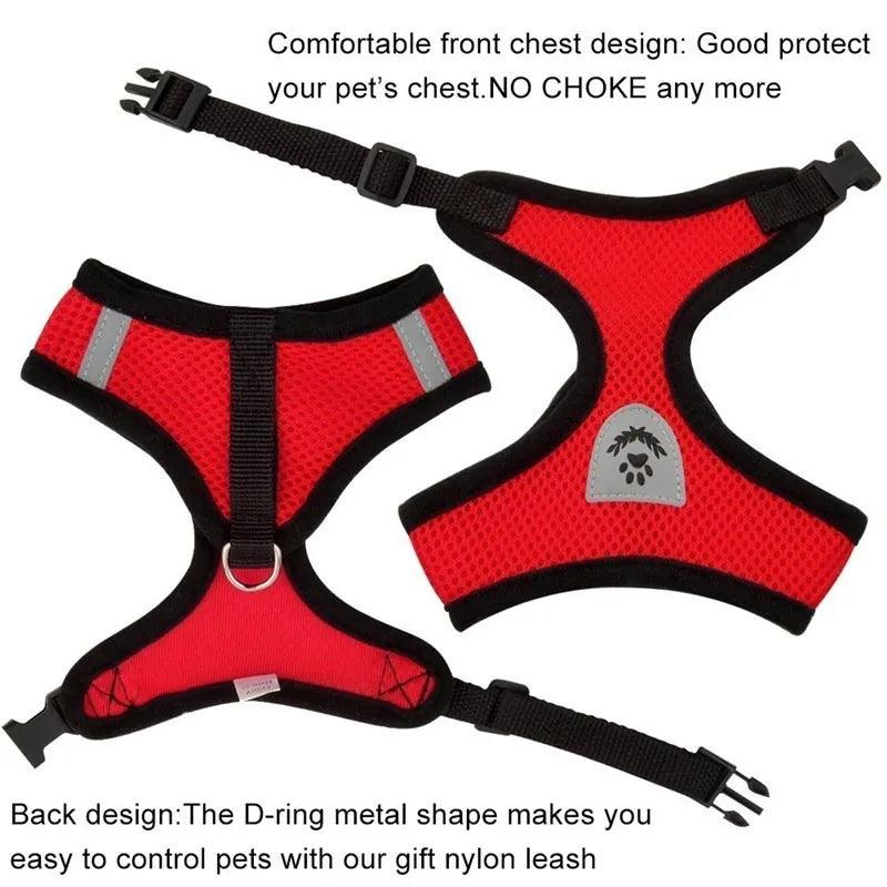 Cat Dog Harness with Lead Leash Adjustable Vest Polyester Mesh Breathable Harnesses Reflective sti for Small Dog Cat accessories - New House Pets