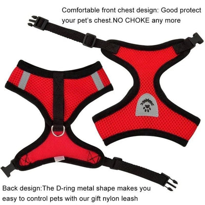 Cat Dog Harness with Lead Leash Adjustable Vest Polyester Mesh Breathable Harnesses Reflective sti for Small Dog Cat accessories - New House Pets