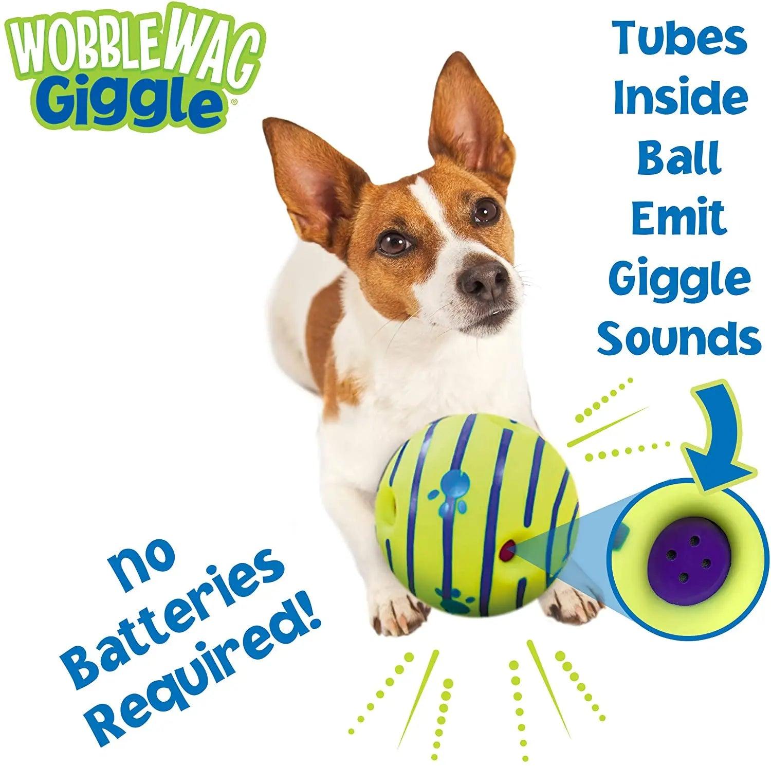 Wobble Wag Giggle Glow Ball Interactive Dog Toy Fun Giggle Sounds When Rolled or Shaken Pets Know Best As Seen On TV - New House Pets