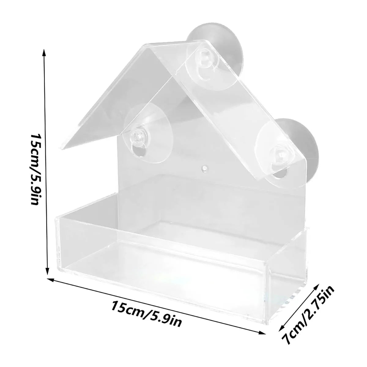 Window Wild Bird Feeder House Transparent Wild Table Removable Suction Cups Sliding Feed Tray for Garden Patio Yard - New House Pets