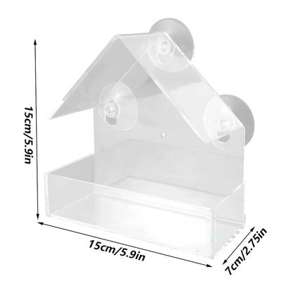 Window Wild Bird Feeder House Transparent Wild Table Removable Suction Cups Sliding Feed Tray for Garden Patio Yard - New House Pets