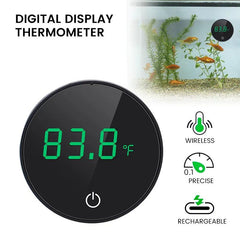 Aquarium Thermometer LCD Digital External Thermometer Charging Type-C Fish Tank Mini Thermometer High Precision - New House Pets