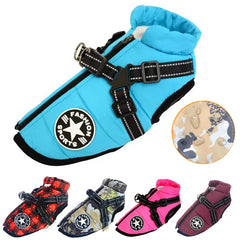 Large Pet Dog Jacket With Harness Winter Warm Dog Clothes For Labrador Waterproof Big Dog Coat Chihuahua French Bulldog Outfits - New House Pets