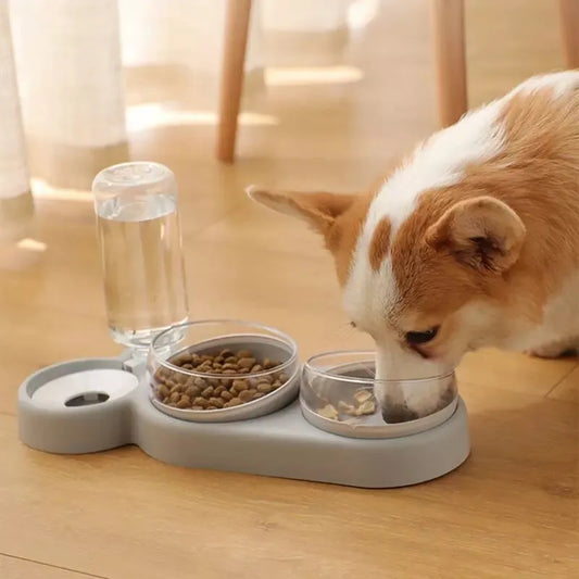 1pc Automatic Food & Water Dispenser Multi-functional Pet Double Bowl Feeder For Three-in-one Cat And Dog Feeding Supply - New House Pets
