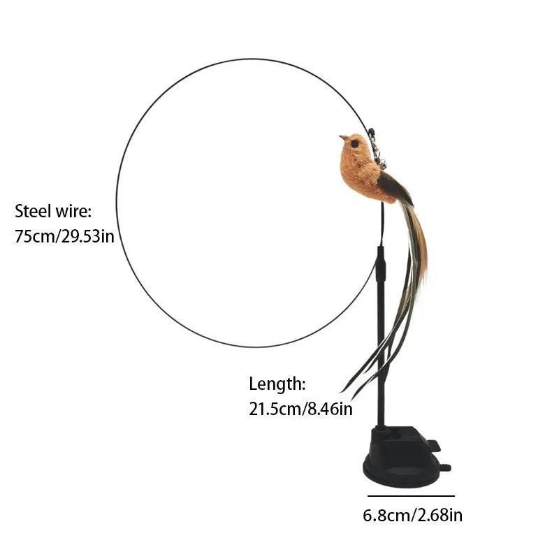 Upgraded Epoxy Sucker Steel Wire Long Rod Feather Cat Teasing Stick Cat Self Hi No Harmful Ingredients - New House Pets