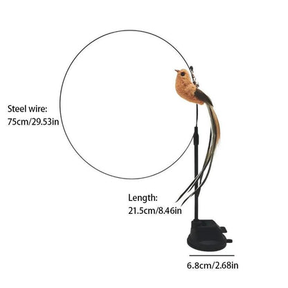 Upgraded Epoxy Sucker Steel Wire Long Rod Feather Cat Teasing Stick Cat Self Hi No Harmful Ingredients - New House Pets