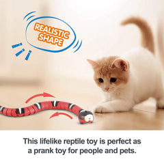 Smart Sensing Cat Toys Interactive Automatic Eletronic Snake Cat Teaser Indoor Play Kitten Toy USB Rechargeable for Cats Kitten - New House Pets